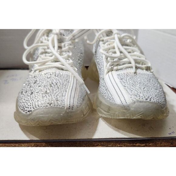 Steve Madden Womens Maxima-R White Bling Rhinestones Concert Sneaker Shoe Sz 12 - Picture 7 of 15